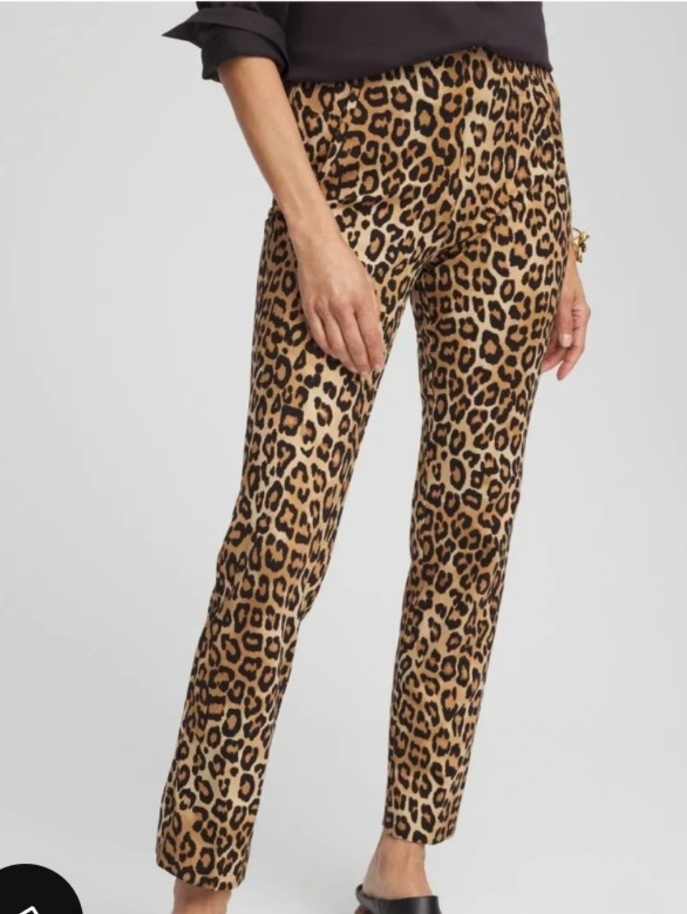 Chico's Juliet Ponte Leopard So Slimming Ankle Pants US 12 Animal Print NWOT